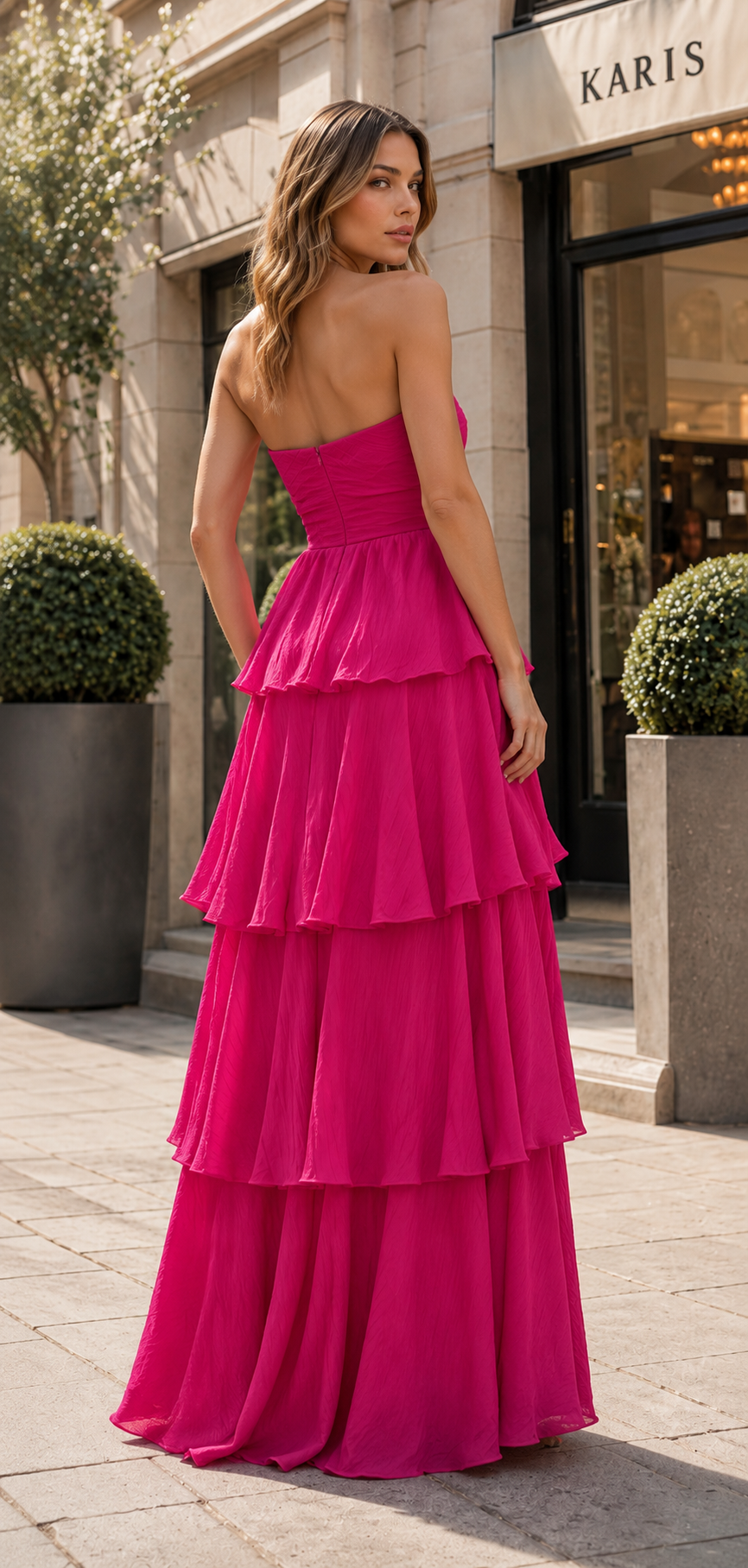 The Fuchsia Cascade Gown