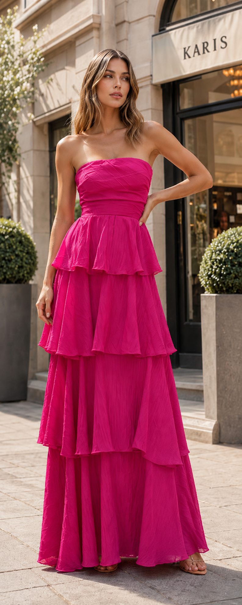 The Fuchsia Cascade Gown