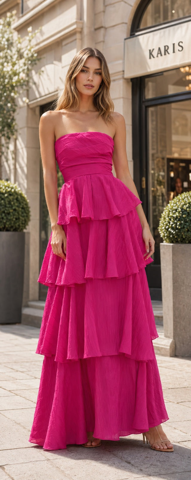 The Fuchsia Cascade Gown